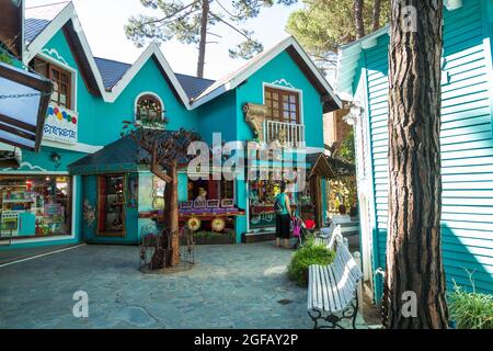 Carilo city downtown. A beautiful little town near the sea without paved streets. Carilo, Buenos Aires, Argentina. Stock Photo