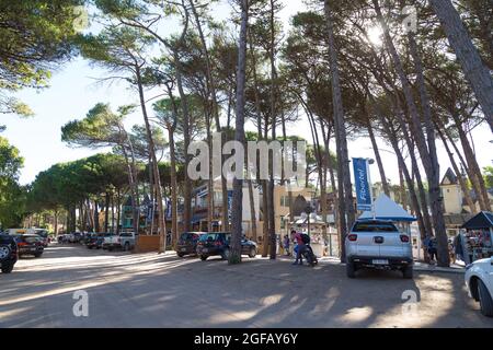 Carilo city downtown. A beautiful little town near the sea without paved streets. Carilo, Buenos Aires, Argentina. Stock Photo