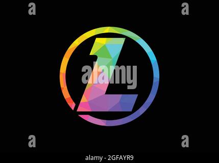 Colorful Initial letter L logo design in a circle. Modern logo for business company visual identity in low poly art style. Font emblem Stock Vector