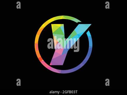 Colorful Initial letter Y logo design in a circle. Modern logo for business company visual identity in low poly art style. Font emblem Stock Vector