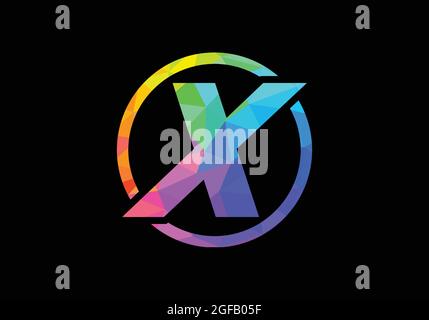Colorful Initial letter X logo design in a circle. Modern logo for business company visual identity in low poly art style. Font emblem Stock Vector
