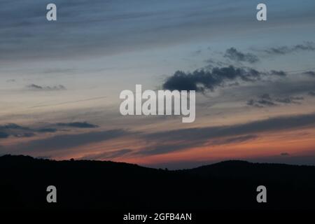 Post-Sunset Colors over the Vermont Green Mountains Stock Photo