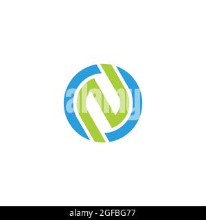 letter n green leaf simple geometric logo vector Stock Vector