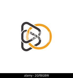 letter bo colorful curve lines art simple logo vector Stock Vector