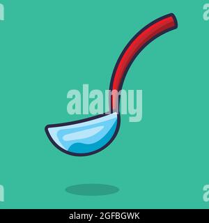 ladle kitchen utensil isolated cartoon vector illustration in flat style Stock Vector