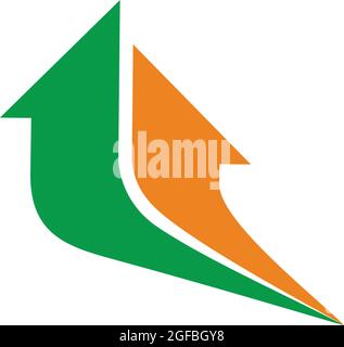 motion arrows up colorful geometric logo vector Stock Vector