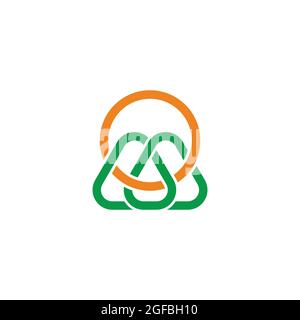 letter mo green mountain sun geometric line art logo vector Stock Vector