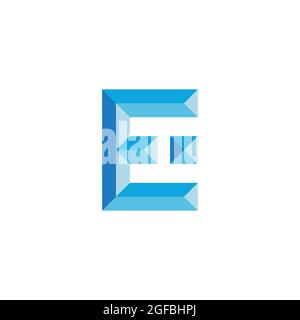 letter e blue diamond 3d gradient logo vector Stock Vector