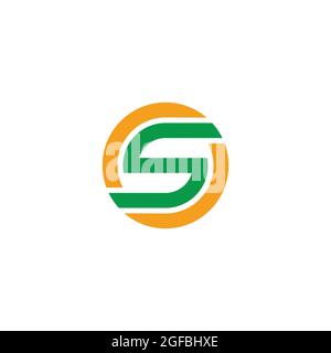 letter s green leaf sun simple geometric round logo vector Stock Vector