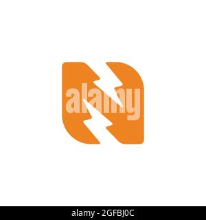 letter n flash thunder energy simple geometric logo vector Stock Vector
