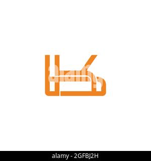 letter kb simple geometric linked line 3d flat logo vector Stock Vector