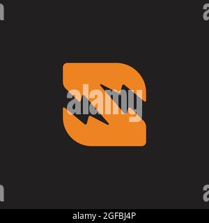 letter s flash thunder simple geometric logo vector Stock Vector