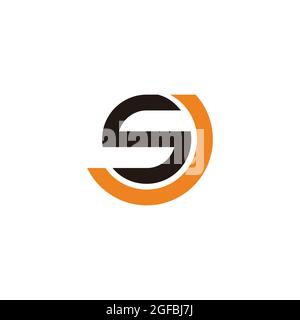 letter sj circle motion line geometric logo vector Stock Vector