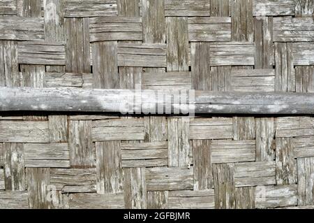 Old woven bamboo wall background texture Stock Photo