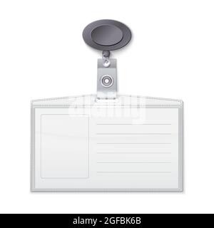 Realistic ID card holder isolated on white. Stock Vector
