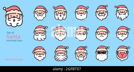 Santa claus colored line design icon vector illustration. Filled and outline. Stock Vector