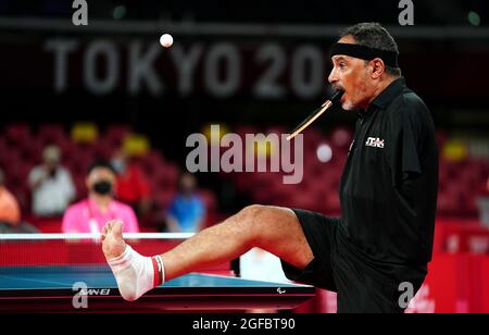 Egypt's Ibrahim Elhusseiny Hamadtou in action in the Men's Singles Class 6 Group E Table Tennis at the Tokyo Metropolitan Gymnasium on day one of the Tokyo 2020 Paralympic Games in Japan. Picture date: Wednesday August 25, 2021.