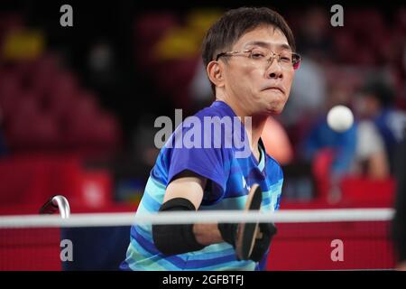 Tokyo, Japan. 25th Aug, 2021. Nobuhiro Minami (JPN) Table Tennis : Men's Singles Class 2 Group D during the Tokyo 2020 Paralympic Games at the Tokyo Metropolitan Gymnasium in Tokyo, Japan .