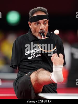 Egypt's Ibrahim Elhusseiny Hamadtou in action in the Men's Singles Class 6 Group E Table Tennis at the Tokyo Metropolitan Gymnasium on day one of the Tokyo 2020 Paralympic Games in Japan. Picture date: Wednesday August 25, 2021. Stock Photo