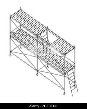 Prefabricated scaffolding. Orthography vector Stock Vector