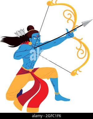 illustration of Lord Rama holding Bow and Arrow in Happy Dussehra ...
