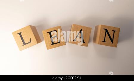 Lean is made from wooden cubes. Stock Photo