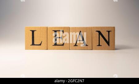 Lean is made from wooden cubes. Stock Photo