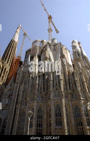 BARCELONA /SPAIN  25 May 2015  Anthoni Gaudi started building cathedral Sagrada Familie aftr his death cathedral still has not finihed, construction working on Gadui projects and keep building and will be keep building next mor 11 years before Gaudi project will ever be complete                 (Photo by Francis Joseph Dean/Deanpictures) Stock Photo