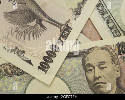 Close up of Japan yen money. Stock Photo
