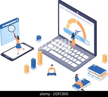 Website Loading Speed Optimization With Server, Web Programming, Mobile App Development, and Page Software. Background Vector Illustration Stock Vector