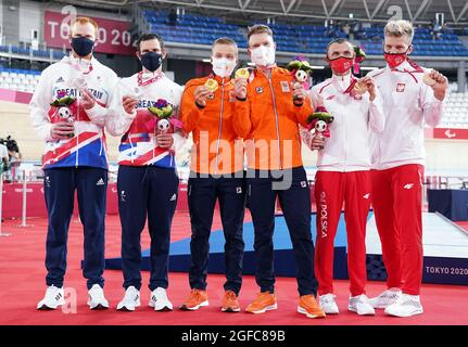 James Ball (Left) and Pilot rider Lewis Stewart (right) during the British  Paralympic Association kitting out for the Para cycling athletes to  represent ParalympicsGB at the rescheduled Tokyo 2020 Paralympic Games.  Issue