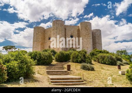 Castel del Monte, the famous castle built in an octagonal shape by the Holy Roman Emperor Frederick II in the 13th century Andria, Puglia, Italy. Unesco World Heritage Site Stock Photo