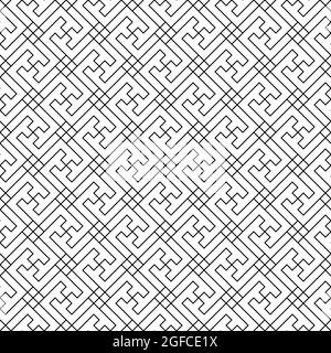 A seamless pattern based on elements of the traditional Japanese craft. Average thickness lines of black color. Stock Vector