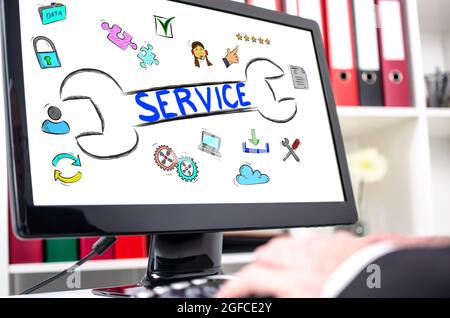 Customer service concept shown on a computer screen Stock Photo