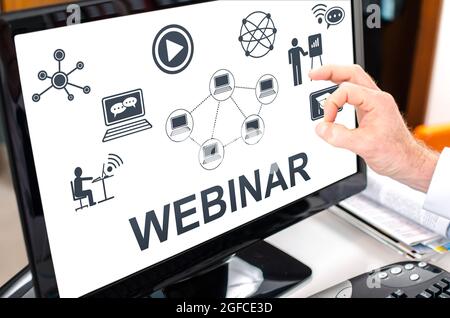Webinar concept shown on a computer screen Stock Photo