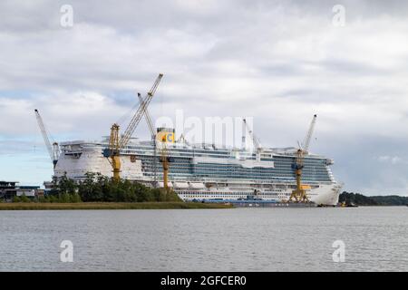 Costa Toscana under construction at Meyer Turku Shipyard on August 21, 2021.