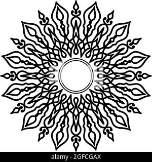 black single mandala ornament, mandala illustrator vector with smooth strokes good for design material Stock Vector