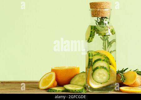 refreshing sassi water with lemon and cucumber Stock Photo