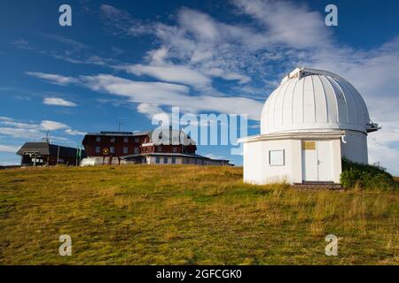 Treffen, Austria - August 17,2016: Observatory on the top in height 1.911 m in ski resort, Gerlitzen Alps. Stock Photo