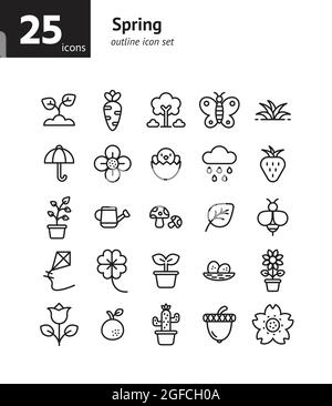 umbrella plant icon vector outline illustration Stock Vector Image ...