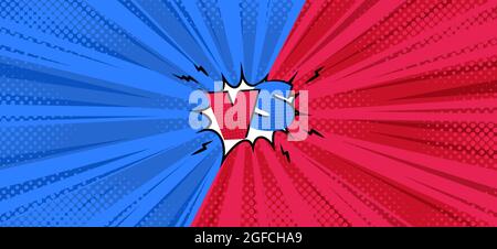 Versus symbol in comic background for battles. Halftone comic design. Vector illustration backdrop Stock Vector