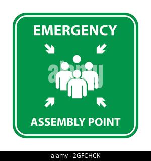 Emergency assembly point sign, gathering point signboard, emergency evacuation vector for graphic design, logo, website, social media, mobile app, UI Stock Vector