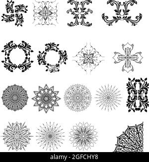 mandala ornament set, vector transparent background good for various designs, backgrounds, banners, posters, social media, templates Stock Vector