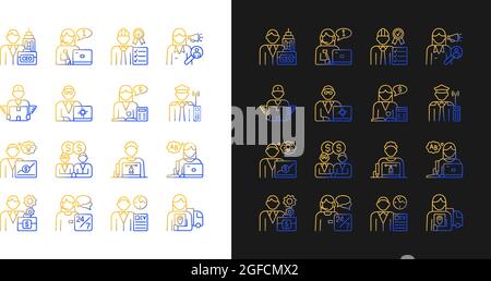 Company staff related gradient icons set for dark and light mode Stock Vector
