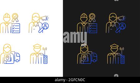 Staff of company gradient icons set for dark and light mode Stock Vector