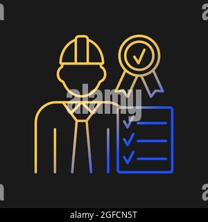 Quality control manager gradient vector icon for dark theme Stock Vector