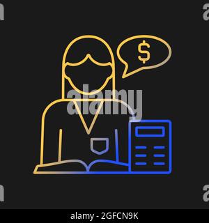 Accountant gradient vector icon for dark theme Stock Vector