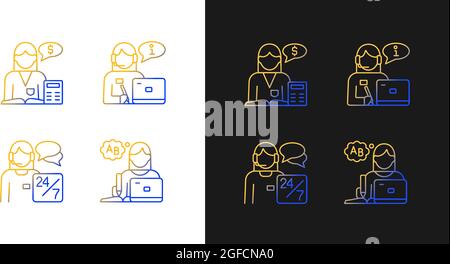 Female assistant gradient icons set for dark and light mode Stock Vector