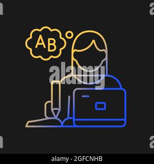 Copywriter gradient vector icon for dark theme Stock Vector