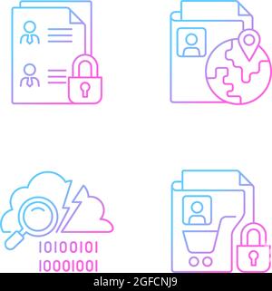 Maintain information security gradient linear vector icons set Stock Vector